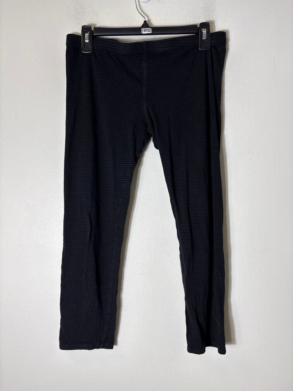Hard Tail Black Stripe Relaxed Capri Leggings Sz L